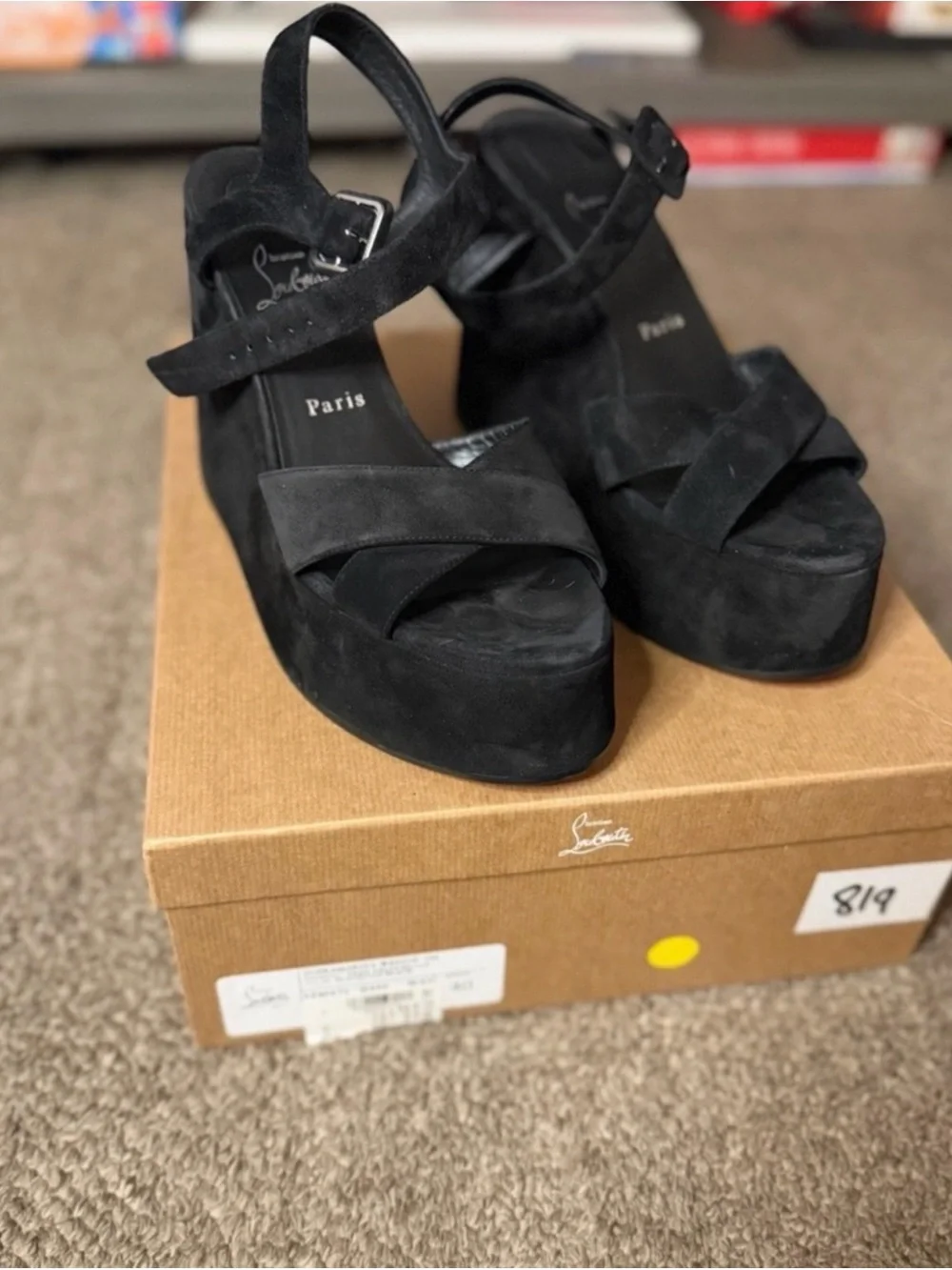 Christian Louboutin Supramariza 130MM Velvet Wedges - Picture 3 of 5